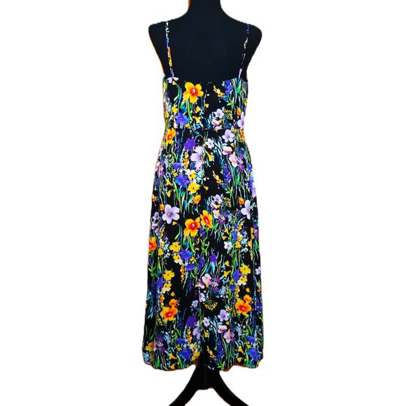 Lulus Dress Bold Romantic Floral Bloomcore Multi Purple Black Medium - Picture 2 of 6